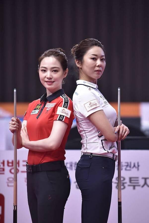 2020-21시즌 개막전 SK렌터카 챔피언십에 출전했던 차유람과 김가영. 사진┃PBA