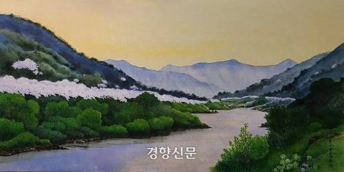 섬진강 물길따라|한지 수묵담채|138×70cm