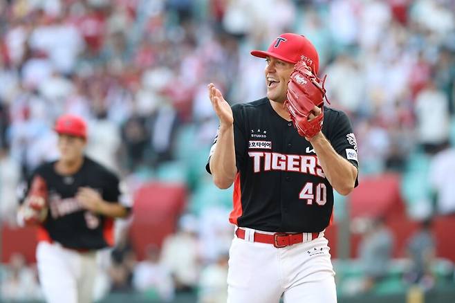 ▲ 22일 인천 SSG전에서 6.1이닝 3실점으로 퀄리티스타트를 기록한 제임스 네일 ⓒKIA타이거즈