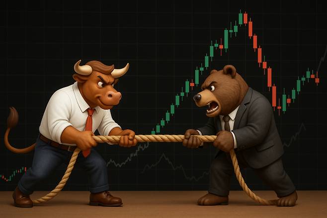 코스피가 3000선을 돌파하면서 ETF 시장도 인버스, 레버리지 투자가 엇갈리고 있다./사진=챗GPT