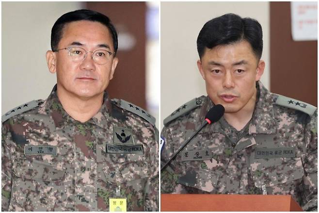 여인형 전 국군방첩사령관과 문상호 전 국군정보사령관. 연합뉴스