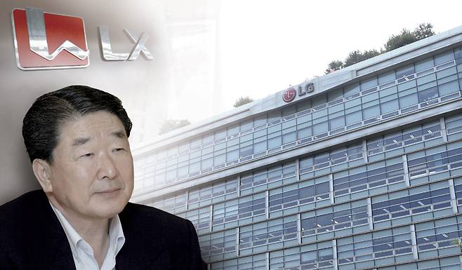 서울 새문안로 LG광화문빌딩에 위치한 LX홀딩스 전경. 왼쪽 사진은 구본준 회장 ⓒ시사저널 박정훈