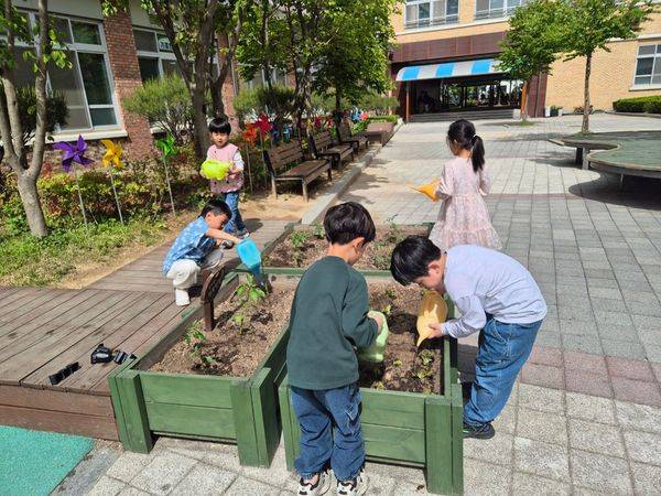 ▲ 아산 탕정미래초등학교병설유치원(텃밭 가꾸기)