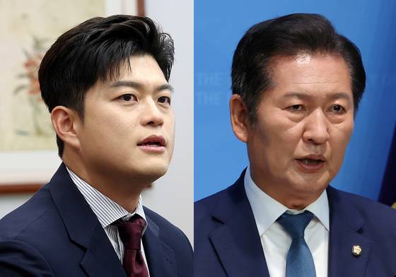 김용태 국민의힘 비상대책위원장과 정청래 더불어민주당 의원 〈사진=연합뉴스〉