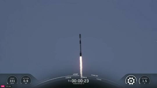 텔레픽스의 심우주항법용 차세대 AI 별추적기가 실린 스페이스X의 팔콘9이 발사되는 모습. 텔레픽스 제공