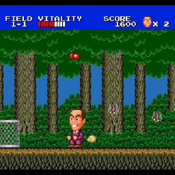 게임 화면이다. 적 몬스터 앞에서 뒤를 돈 후 앉으면 자동적으로 방귀가 나가서 적을 공격한다