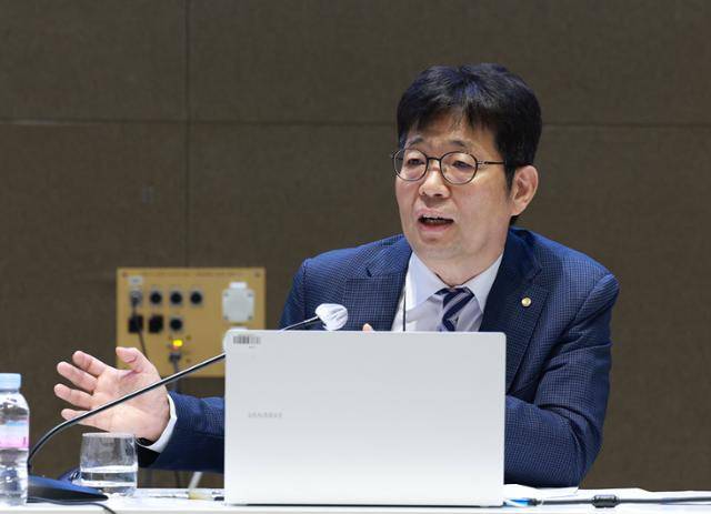 유상대 한국은행 부총재가 24일 서울 중구 한은 컨퍼런스홀에서 진행된 기자간담회에서 발언하고 있다. 한국은행 제공