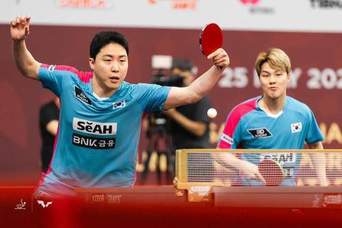 (왼쪽부터)임종훈과 안재현. 사진=대한탁구협회