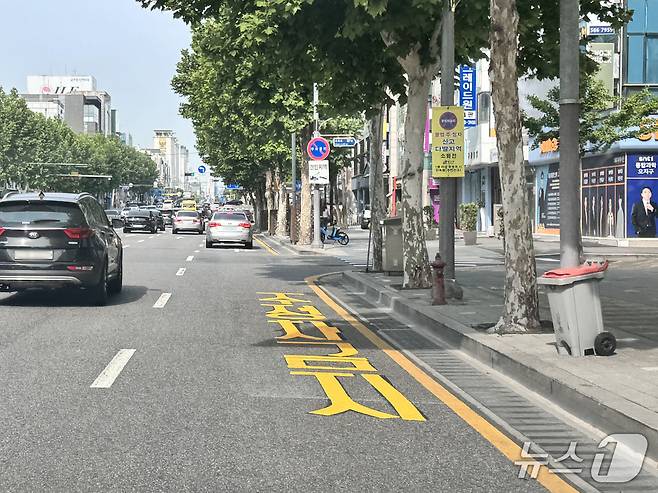 강남구 대치동 학원가 주정차금지 노면 표시.(강남구 제공)