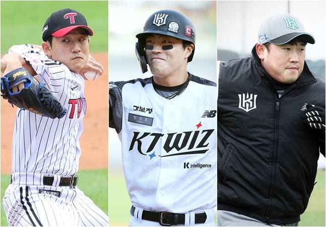 왼쪽부터 임준형, 천성호, 김준태. /사진=김진경 대기자, KT 위즈 제공