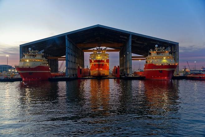 A view of Edison Chouest Offshore’s shipyard in the United States./Courtesy of HD Hyundai