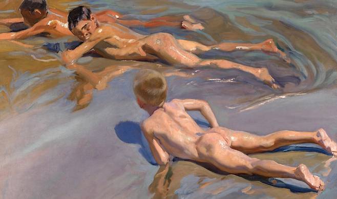 호아킨 소로야, 해변의 소년들(일부 확대), 1910, 캔버스에 유채, 118x185cm, 프라도 미술관