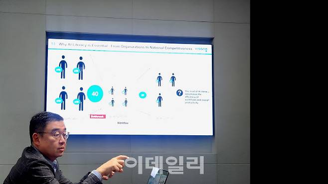 노중일 비상교육 글로벌컴퍼니 대표가 24일 인터뷰에서 AI시대에 맞는 교육에 관해 이야기하고 있다.(사진=비상교육)