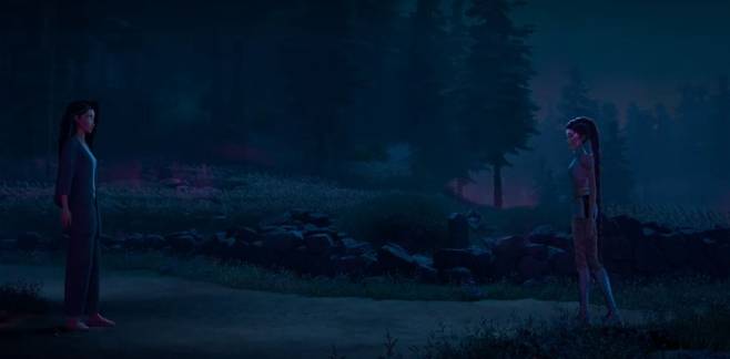 무덤 주변을 돌로 둘러싼 제주형 묘지 모습이 그려져 있다.(넷플릭스 캡쳐)