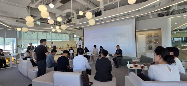 지난달 30일 부산 동구 부산워케이션센터에서 열린 ‘해양수산 스타트업 간담회’. 박혜랑 기자 rang@