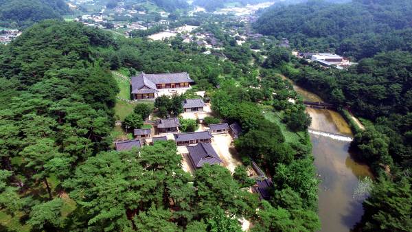 소수서원을 둘러싼 둘레길 모습(항공)