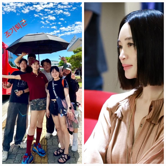 김혜수는 붉은 의자에 앉아 잔잔히 웃고 있었다. 잠깐의 휴식처럼, 조기퇴근의 여유가 얼굴에 번졌다.사진=김혜수 SNS