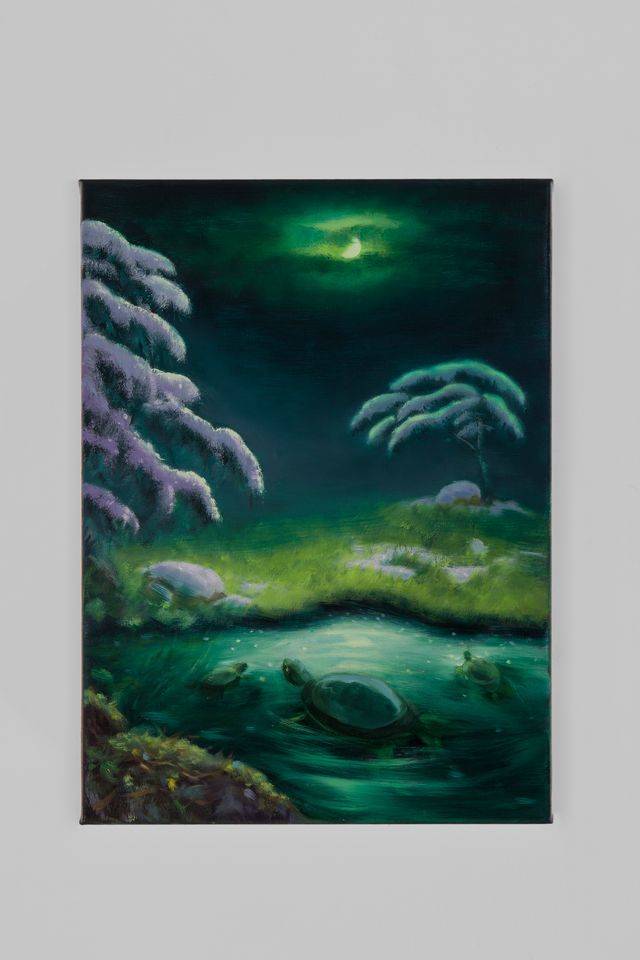 최민영 Nightime Bathing 2025 리넨에 유채 55 x 40 cm 갤러리바톤 제공 *재판매 및 DB 금지