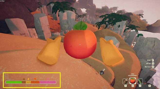 무게와 허기, 부상과 피로가 영향을 준 스태미너 게이지