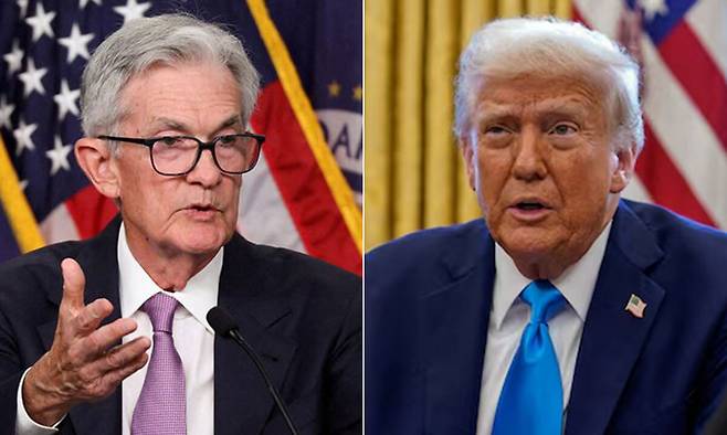 제롬 파월 연방준비제도(Fed·연준) 의장(왼쪽), 도널드 트럼프 미국 대통령.