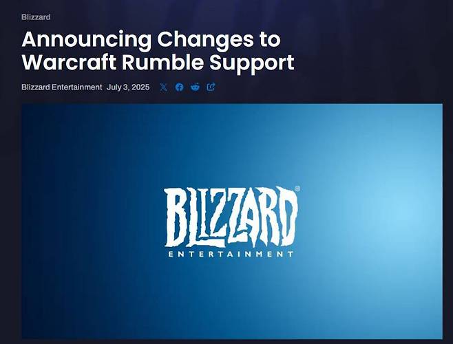 워크래프트 럼블의 신규 콘텐츠 개발 중단 소식