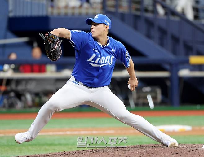 29일 오후 서울 고척스카이돔에서 열린 2025 KB0리그 프로야구 키움히어로즈와 삼성라이온즈의 경기. 7회말 구원등판한 배찬승이 역투하고 있다. 고척=김민규 기자 mgkim1@edaily.co.kr /2025.06.29/