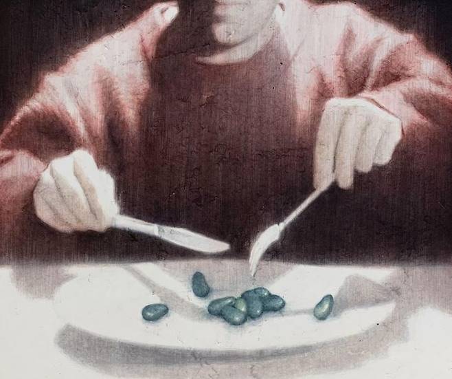 김소영, Green Beans Acrylic on Jangji, 45.5x53cm, 2024 *재판매 및 DB 금지