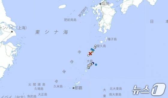 일본 가고시마현 도카라 열도 인근 해상에서 규모 5.4 지진이 발생했다. <출처=일본 기상청>