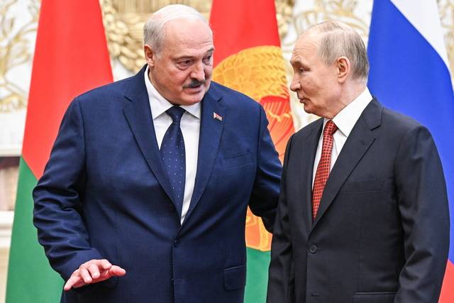 루카셴코 벨라루스 대통령(왼쪽)과 푸틴 러시아 대통령. 타스통신 연합뉴스