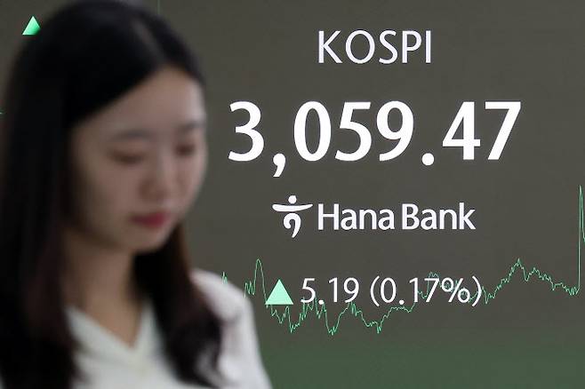 7일 오후 서울 중구 하나은행 본점 딜링룸 전광판에 코스피 종가 현황이 표시돼 있다.(사진=뉴스1)