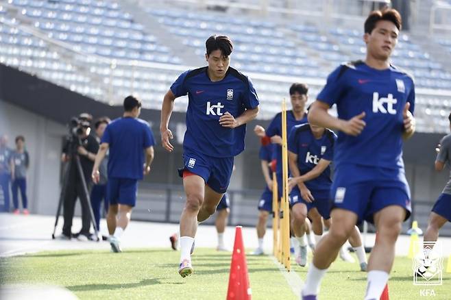 대표팀 훈련하는 이호재. 사진 | 대한축구협회