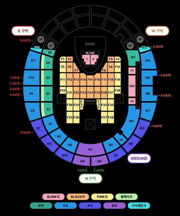 블랙핑크 '데드라인' 고양 공연 좌석 배치도 ⓒNOL티켓