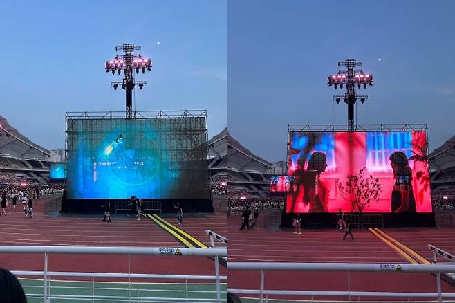 지난 5~6일 경기도 고양종합운동장 주경기장에서 블랙핑크의 새 월드투어 '데드라인'이 시작된 가운데, 일부 관객이 대형 스크린 구조물로 인해 무대를 전혀 볼 수 없었다고 주장했다. /X(옛 트위터)
