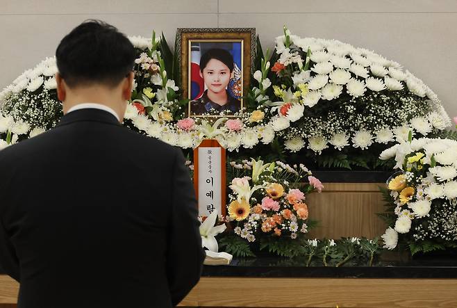 2024년 7월18일 경기 성남시 국군수도병원 장례식장에 공군 성폭력 피해자 고 이예람 중사의 빈소가 마련돼 있다. 연합뉴스