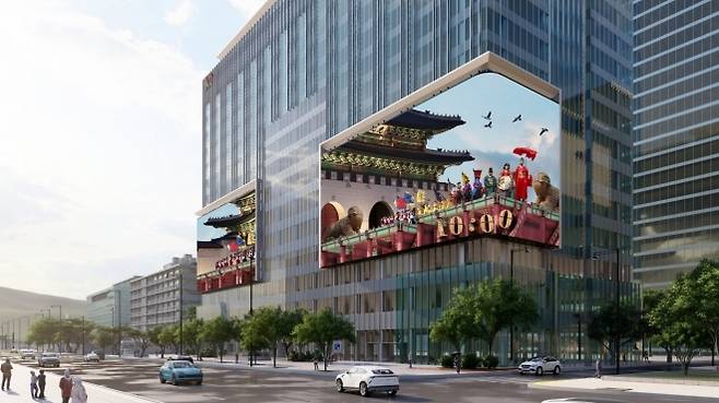 ‘광화문스퀘어’ KT 빌딩 착공 - 서울 종로구가 지난 5일부터 ‘광화문스퀘어’ 구역 내 KT광화문 빌딩 웨스트(West)에 대형전광판을 설치하는 공사를 시작했다고 7일 밝혔다. 종로구 제공