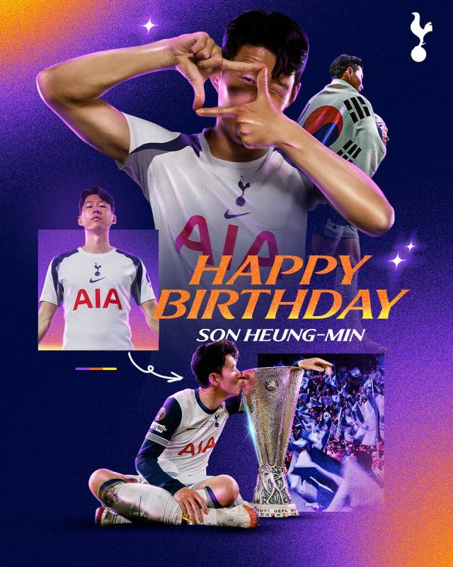 EPL의 토트넘이 주장 손흥민의 생일을 맞아 구단 SNS에 올린 축하 게시물. 토트넘 SNS 제공