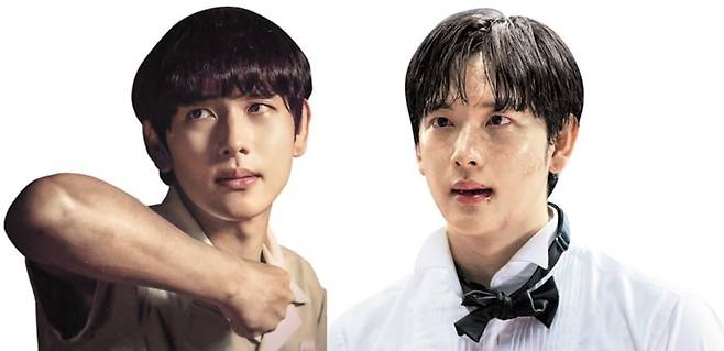 부조리에 굴하지 않는 ‘소년시대’의 ‘병태’(왼쪽)와 한없이 비겁한 ‘오징어 게임’의 ‘명기’. 두 인물을 임시완이 연기했다./쿠팡플레이·넷플릭스
