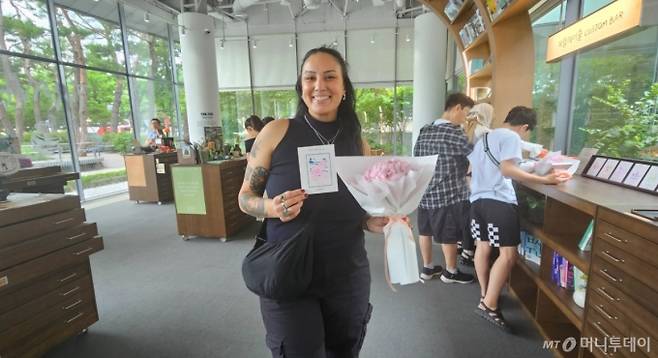 5일 서울 종로구 청와대 사랑채에서 열린 'K-드라마, 러브 챕터'행사에 참석한 호주의 인플루언서 케일라. / 사진 = 오진영 기자