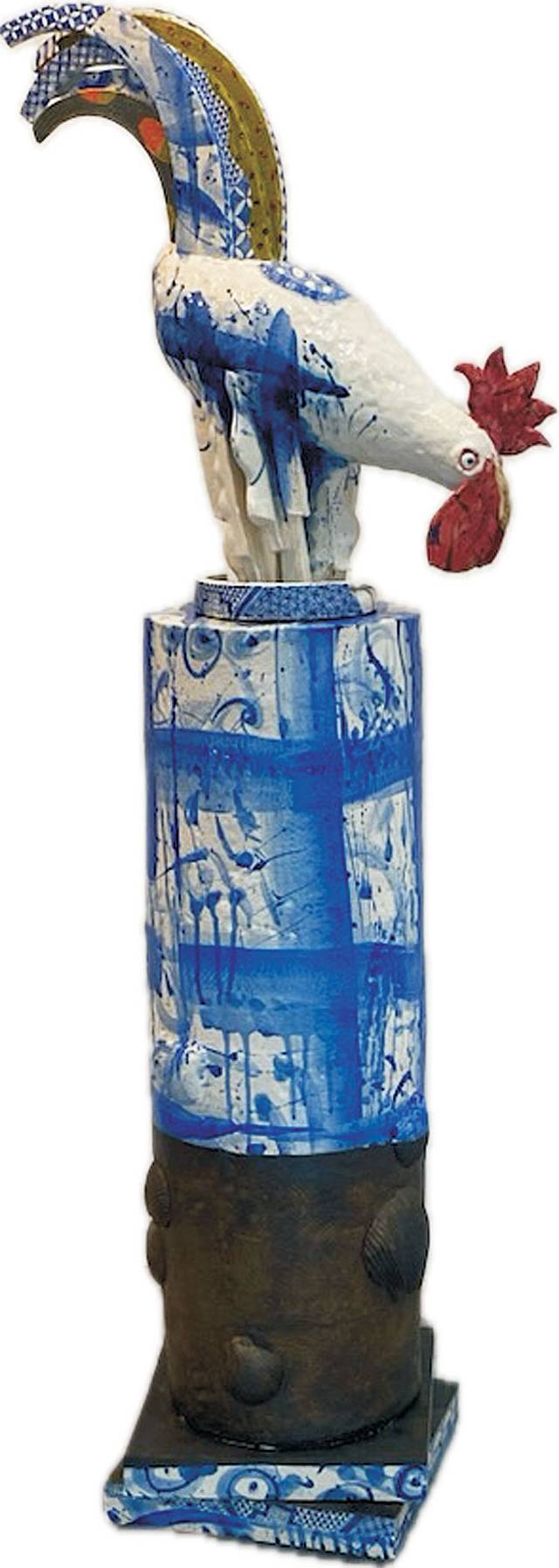 김정범 ‘수탉’, 155×50×43㎝, 도자·유약, 2023.