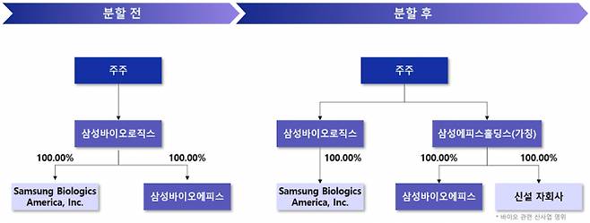 삼성바이오로직스 분할 전후 지배구조. /사진=삼성바이오로직스