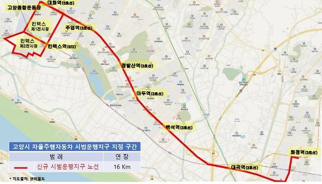 자율주행차 시범 운행구간