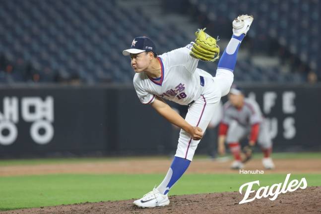 경기항공고 양우진이 지난 6월 2일 대전 한화생명 볼파크에서 열린 2025 제3회 한화 이글스배 고교·대학 올스타전에서 역투하고 있다. /사진=한화 이글스 제공