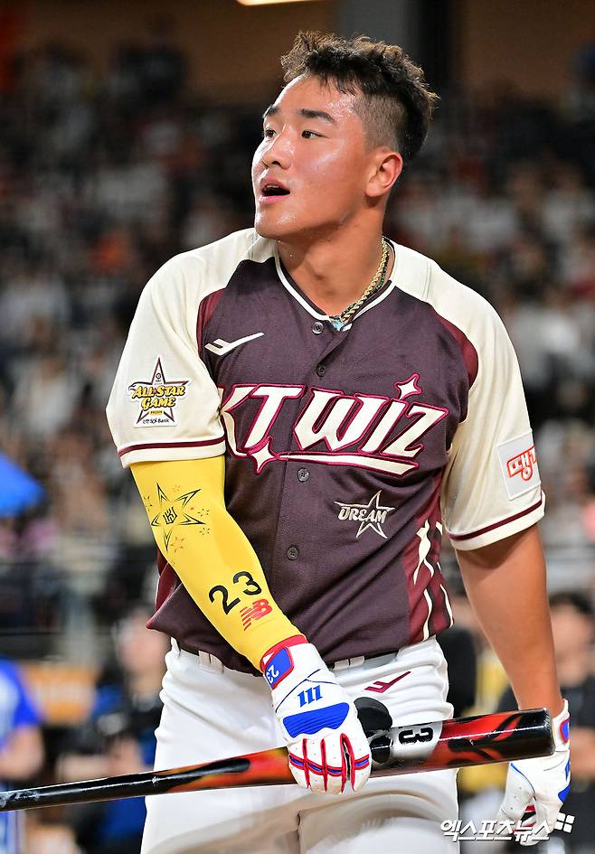 11일 오후 대전 한화생명 볼파크에서 열린 2025 신한 SOL Bank KBO 올스타전 홈런더비, KT 안현민이 타격하고 있다. 엑스포츠뉴스 대전, 김한준 기자