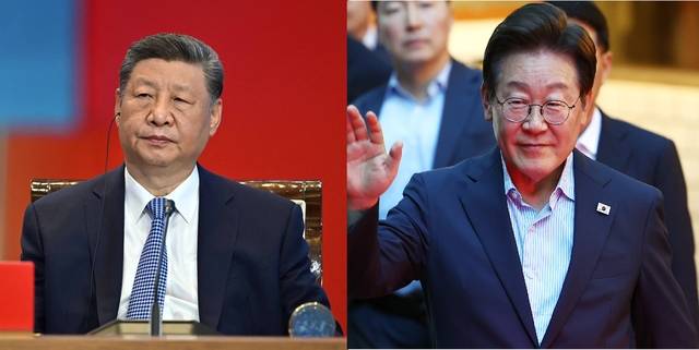 시진핑(왼쪽) 중국 국가주석과 이재명 대통령. EPA 연합뉴스