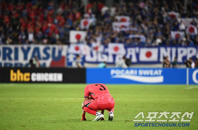 15일 오후 경기도 용인미르스타디움에서 열린 E-1 챔피언십(동아시안컵) 한국과 일본의 경기. 한국이 0대1로 패한 가운데 이태석이 아쉬워하고 있다. 용인=정재근 기자 cjg@sportschosun.com/2025.7.15/