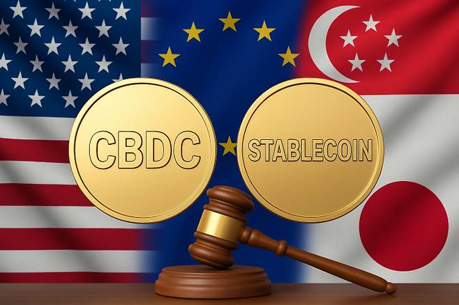 글로벌 주요국들은 스테이블코인과 CBDC가 병존하는 모델을 채택하거나 실험 중이다. /사진=챗GPT 생성 이미지
