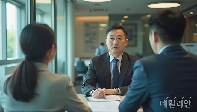 가상의 은행원이 가계대출 증가에 대해 걱정하고 있다. ⓒ데일리안 AI 이미지 삽화.