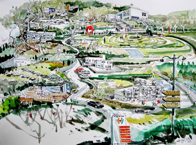 경기도 양평 하이패밀리 부지에 세워질 GMC(기독교문화체험관) 전경. 정택영 화백이 그렸다. 김향숙 대표 제공