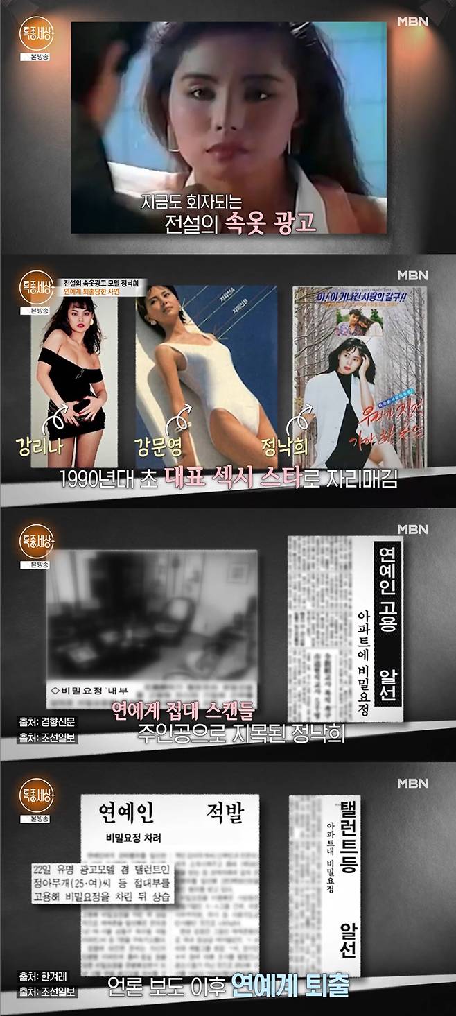 배우 겸 모델 정낙희가 연예계 접대 스캔들에 휘말린 것이 억울하다고 호소했다./사진=MBN '특종세상' 방송 화면