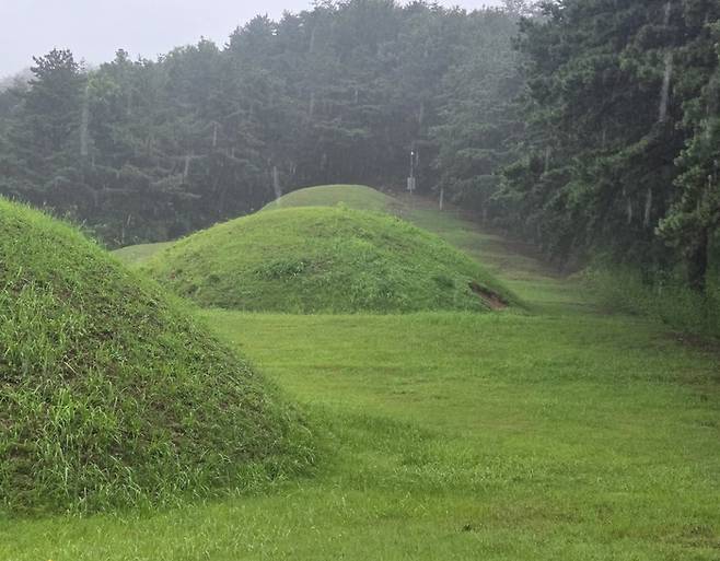 충남 부여 왕릉원 내 동상총 사면 일부가 유실된 모습. 국가유산청 제공